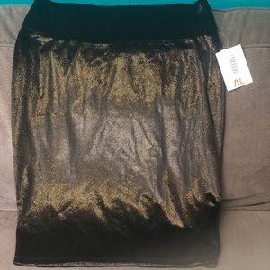Black gold metallic thread pencil skirt LLR Cassie